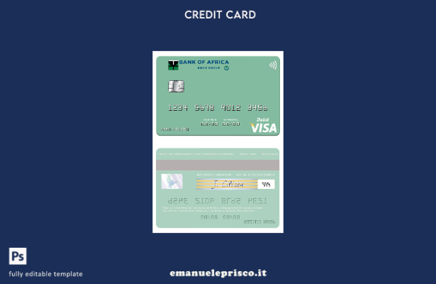 modello di carta di debito visto Madagascar Bank of Africa in stile verificato
